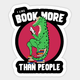 I like book more than people illustration Sticker